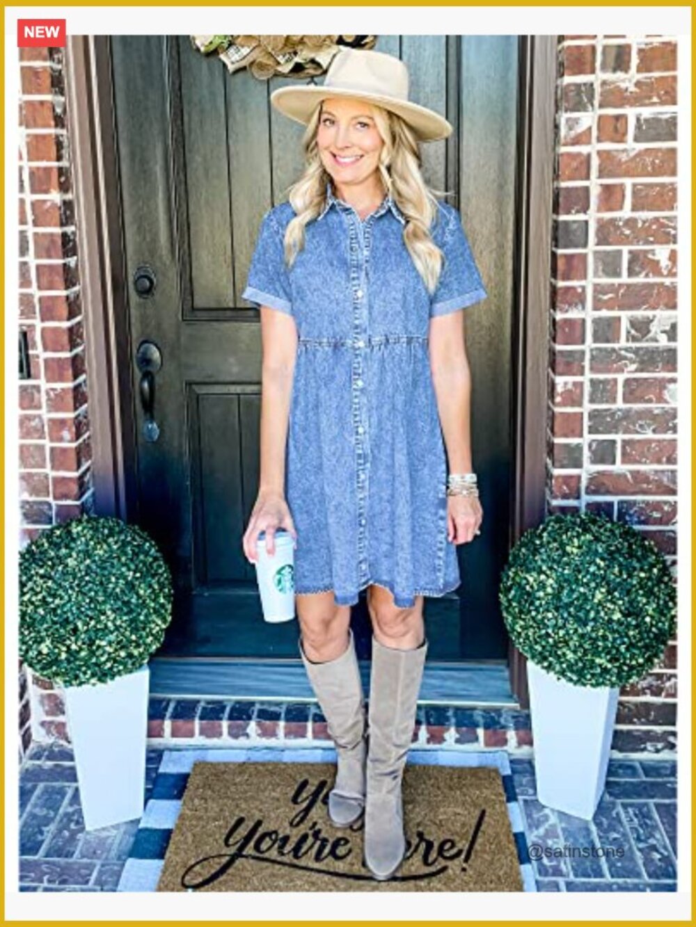 Short Sleeve Button Down Flowy Tiered Babydoll Denim Dress - Picture 5 of 7